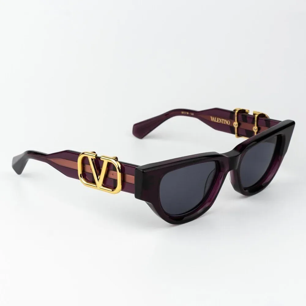 Valentino Men Sunglasses Crystal Purple Grey Cat Eye V - DUE VLS-103D-50